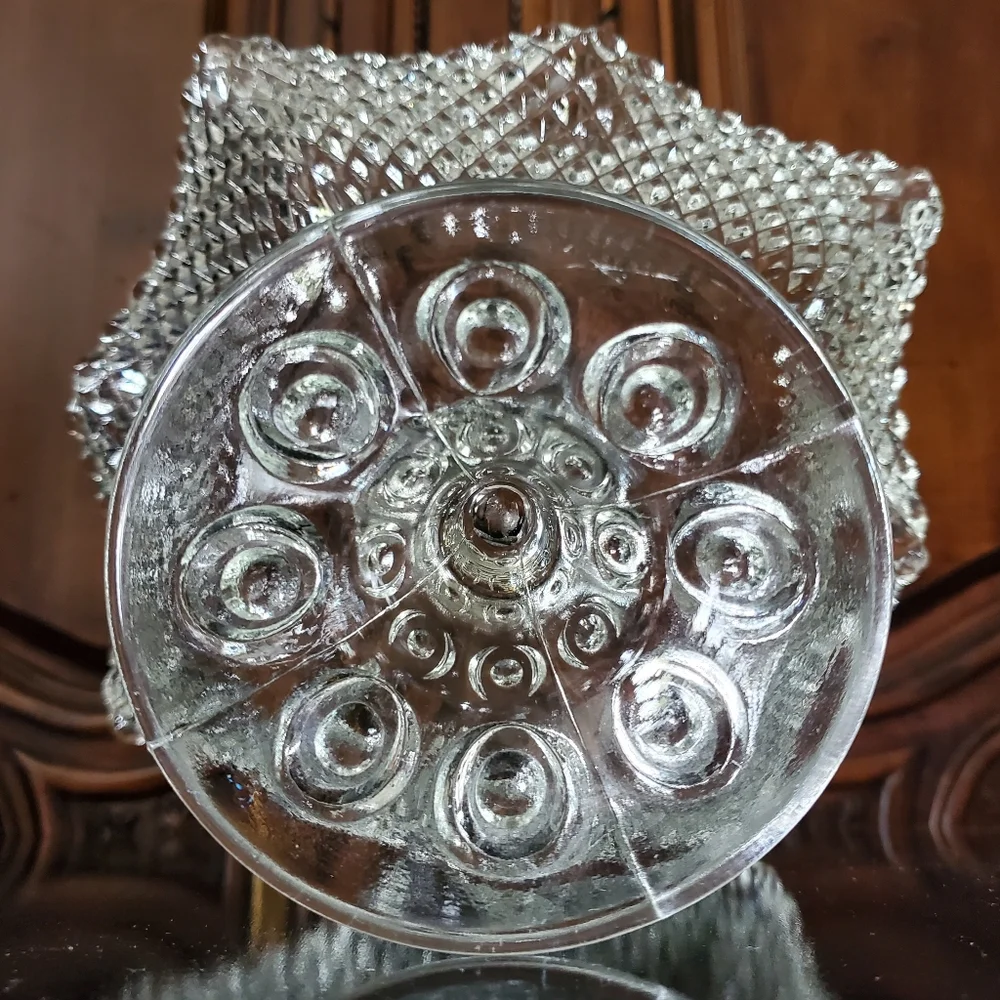 1950s L.E. Smith Diamond Point Ruffle Edged Compote - Picture 10 of 16